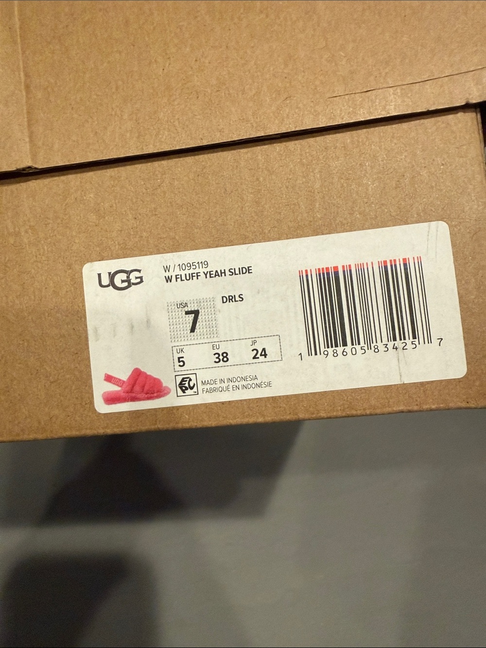 UGG Women's Pink Fluff yeah Slide - with Elastic Heel Strap - Picture 3 of 4